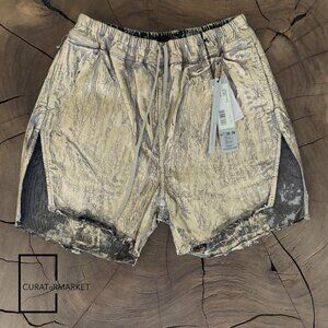 Rick Owens: EU50 Gold Foil Runway Megacrust Denim Boxers SS25 Hollywood